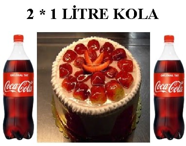 Gerçek Çilekli Yaş Pasta ve 2x1 Lt Cola Paketi Adana pasta