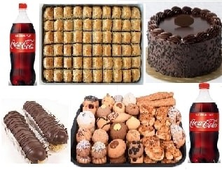 Hafta Sonu Ziyafet Paketi Pasta Baklava Ekler Kuru Pasta ve İçecek Adana pasta